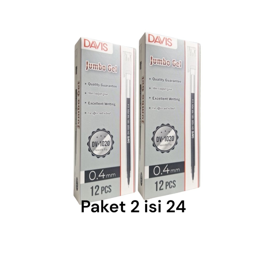 

PAKET Hemat 24 Pcs Pulpen Gel 0,4mm JUMBO Gel/Pulpen Davis/Pen Cair Basah Hitam/Pena