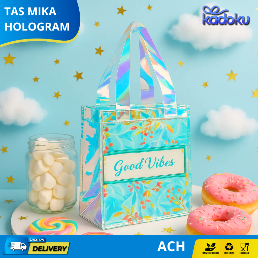 PVC Tote Bag Hologram / Tas Mika PVC Hologram / Tas Hologram PVC / Goodiebag PVC Hologram I ACH04D
