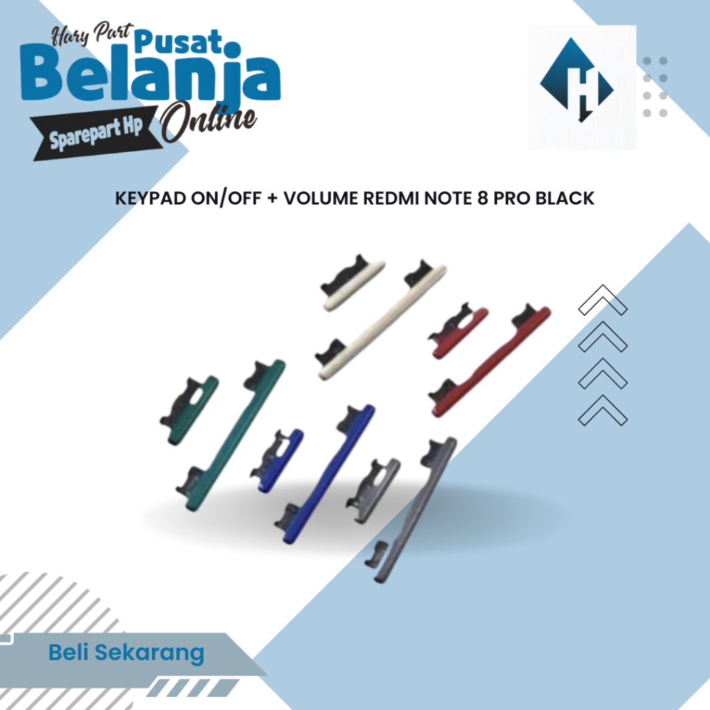 TOMBOL LUAR KEYPAD ON/OFF + VOLUME REDMI NOTE 8 PRO BLACK / TOMBOL ON OFF REDMI NOTE 8 PRO
