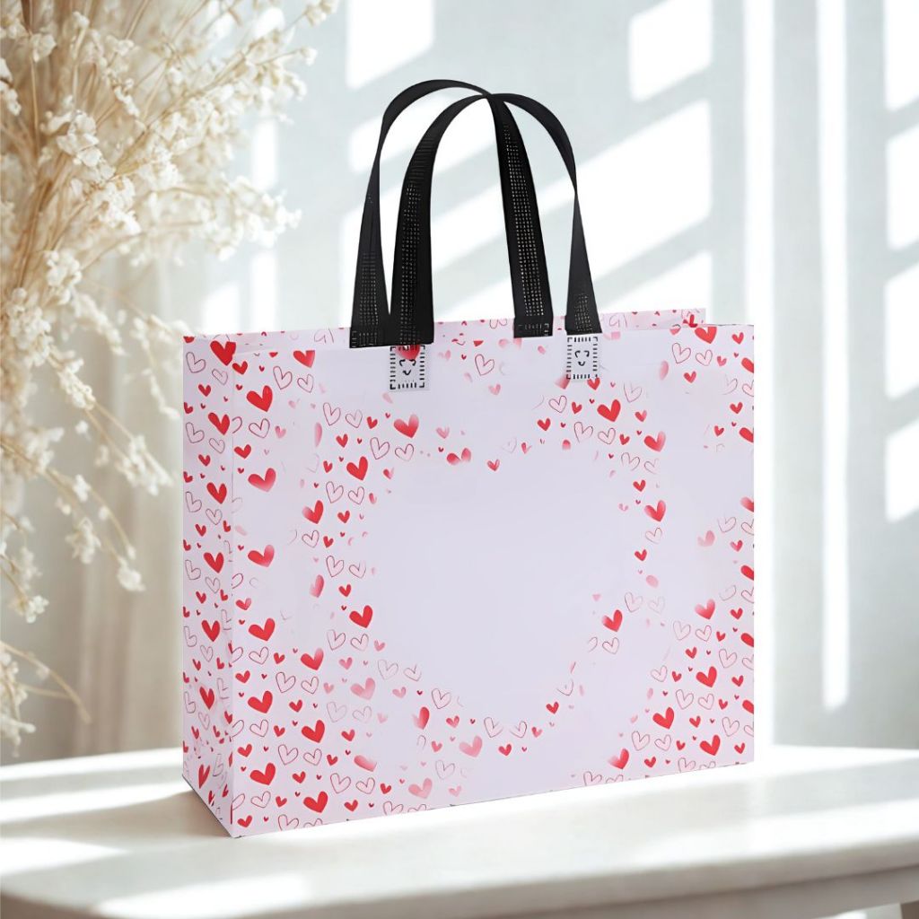 

Varian Mawar berbentuk hati- Tas Spunbond-Tas Belanja-Tas Souvenir-Tas Lipat -Tas Kado - Tas Hampers