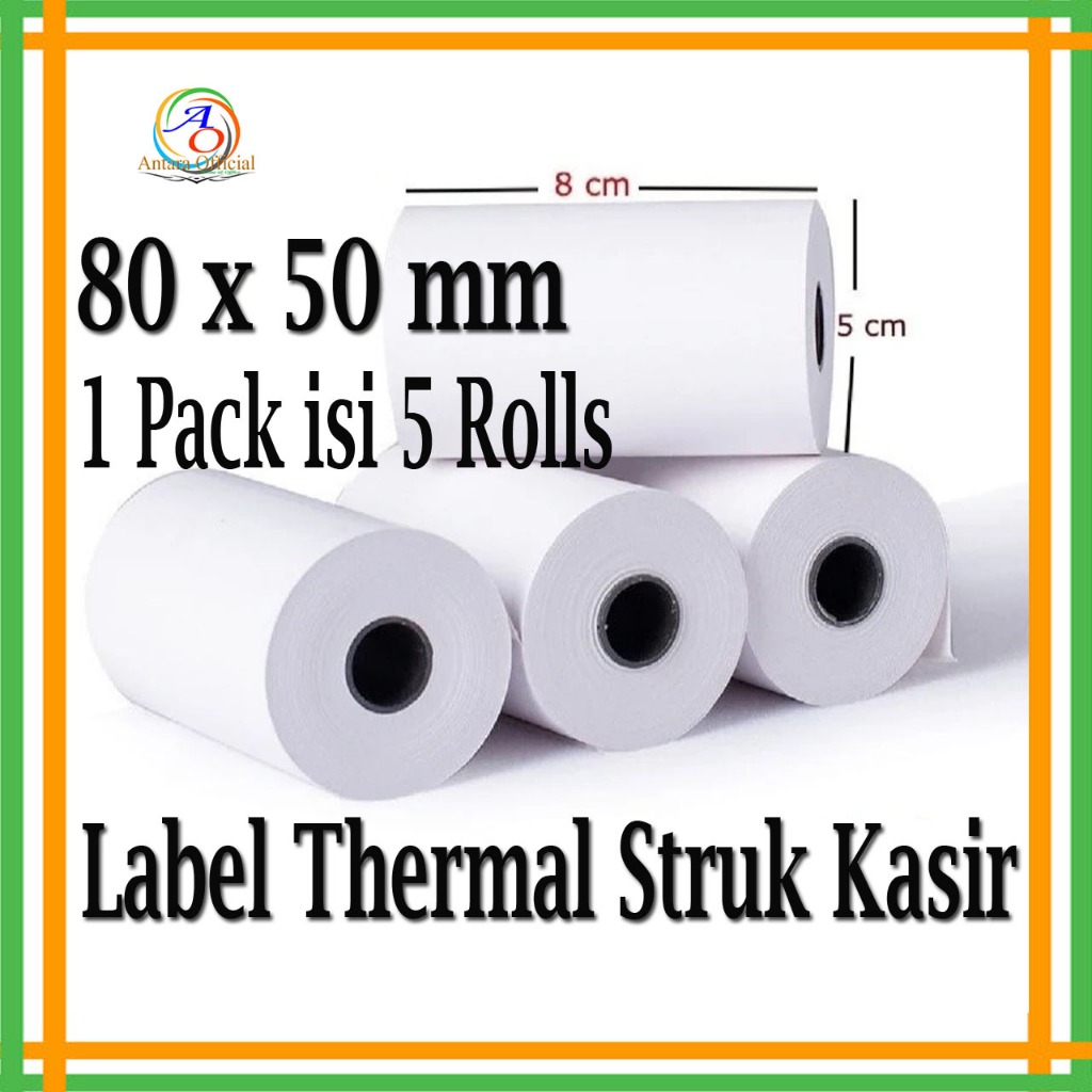 

1 Pack isi 5 Roll Label Thermal Struk Kasir 80 x 50 mm