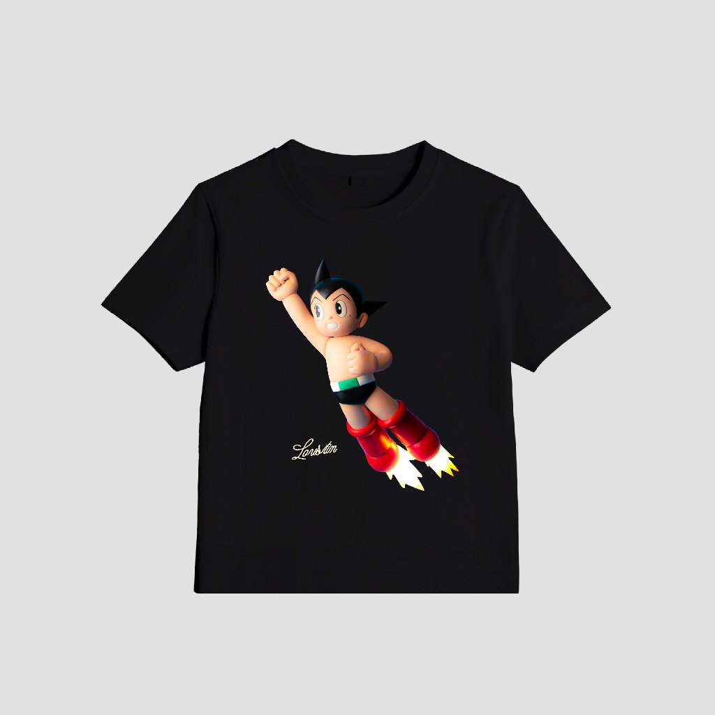 LOUSTIN Tshirt Kids AstroBoy Black Unisex Usia 5-16 Tahun