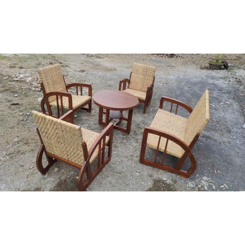 kursi lawasan jati rotan kursi tamu