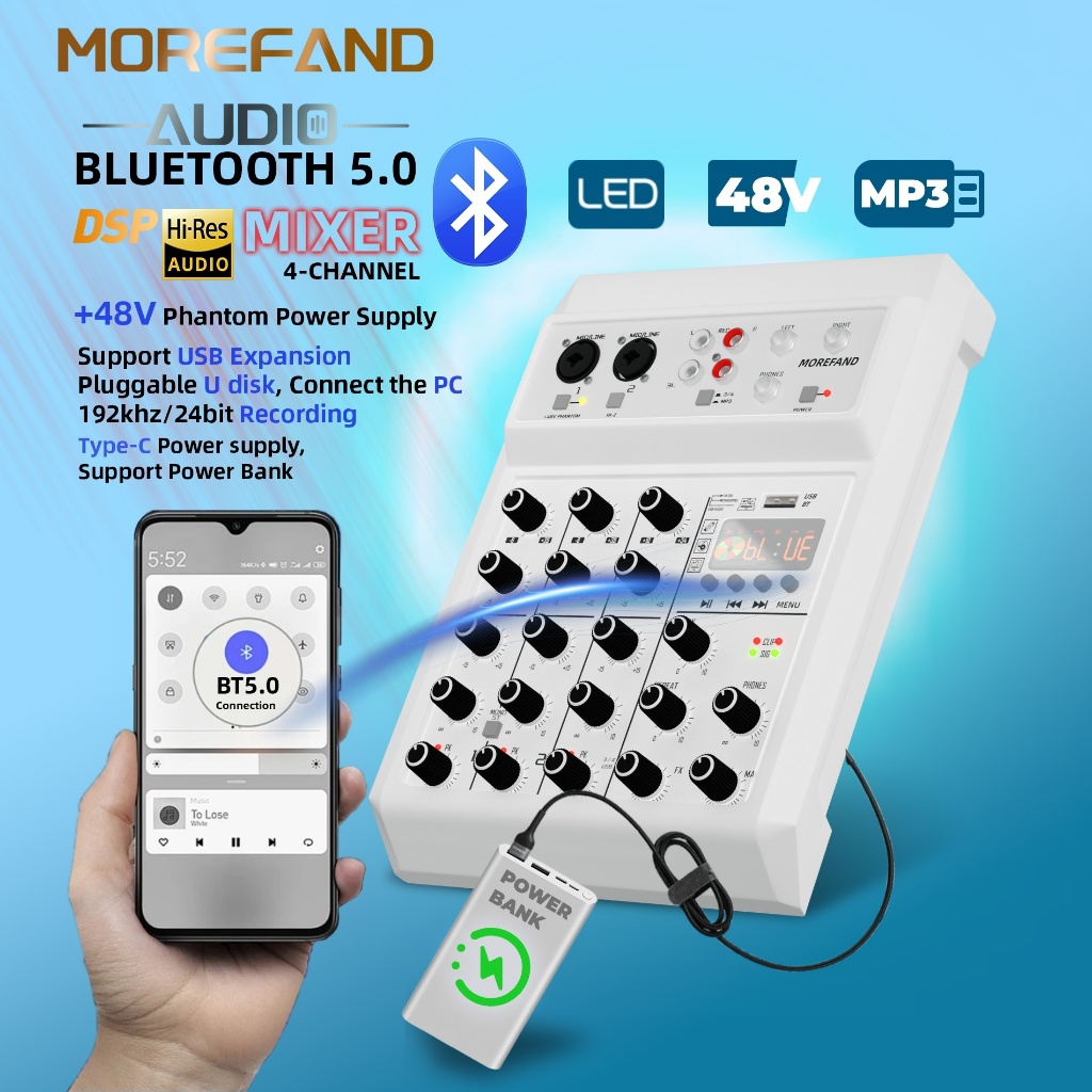 Mixer Audio Profesional Mixer Audio Profesional mixer kecil  Mendukung pemutaran Bluetooth/PC/MP3