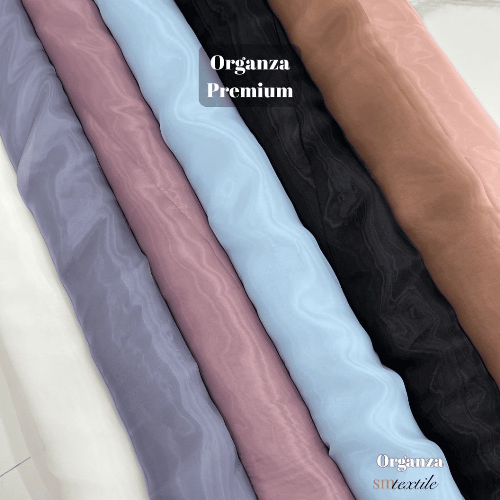 Kain Organza Silk Premium Polos | Bahan Organza Kilap Halus Tebal