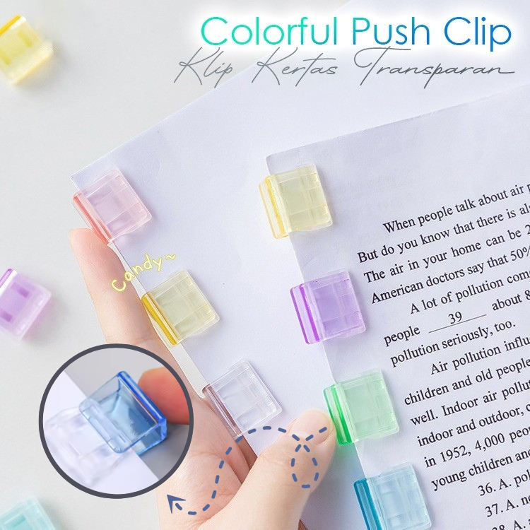 

Joi.Street - [ISI 5 PCS] Klip Kertas Mini Transparan Warna Warni, Penjepit Kertas Multifungsi, Binder Colorful Paperclip Paper Push Clip, Binder Clip Warna Pastel