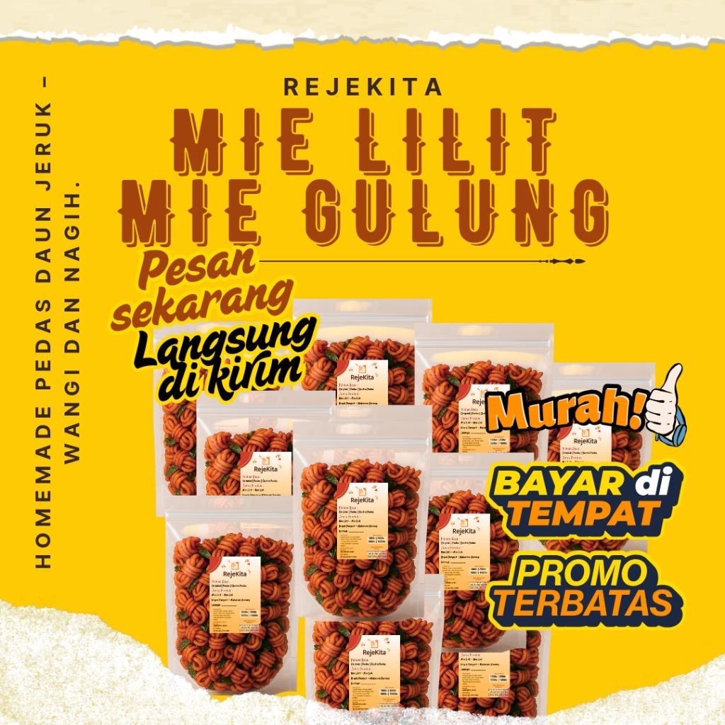 

Paket Usaha Mie Gulung Pedas Daun Jeruk RejeKita – Varian Original, Pedas, Ekstra Pedas
