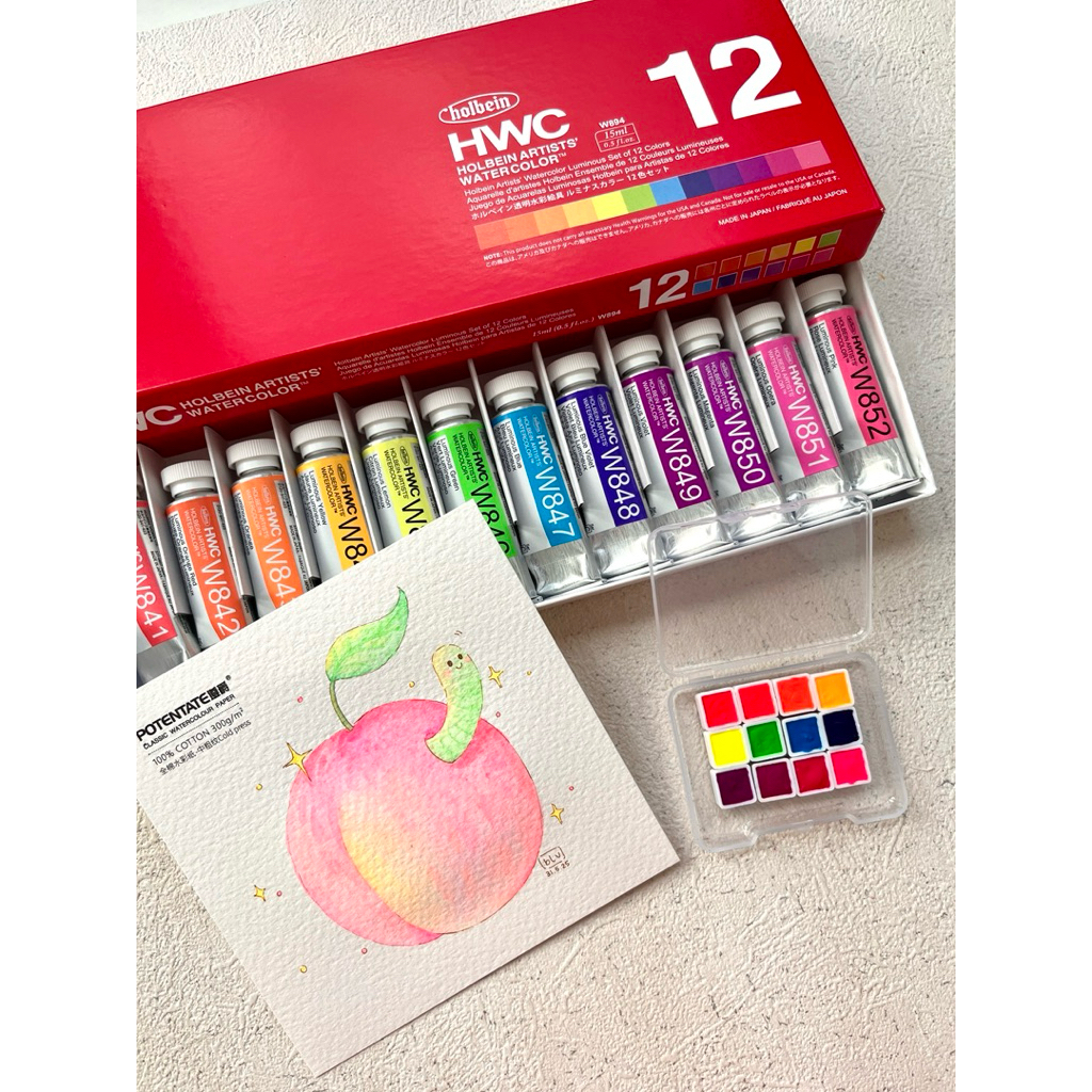 

Holbein Luminous 12 color cat air watercolor share mini pan