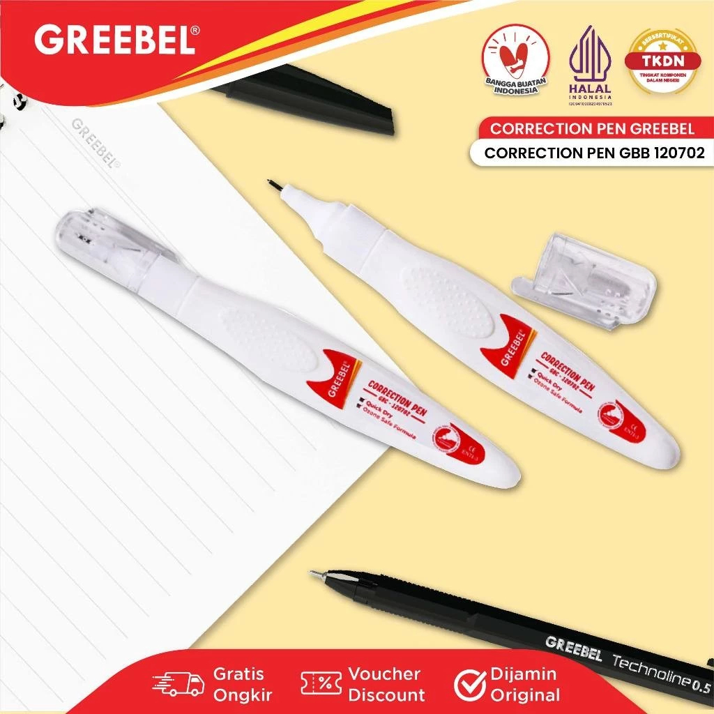 

Tip Ex Correction Pen Greebel GBC 120702 Tipe X Cair
