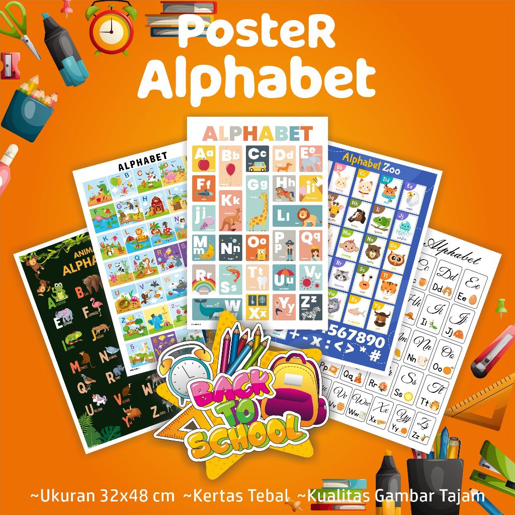 Poster ALPHABET - Poster edukasi alfabet, alphabet poster