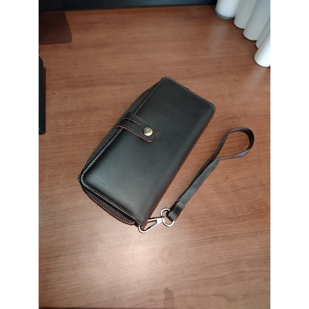 AENY Dompet Kartu Kulit Sapi Asli Dompet Panjang