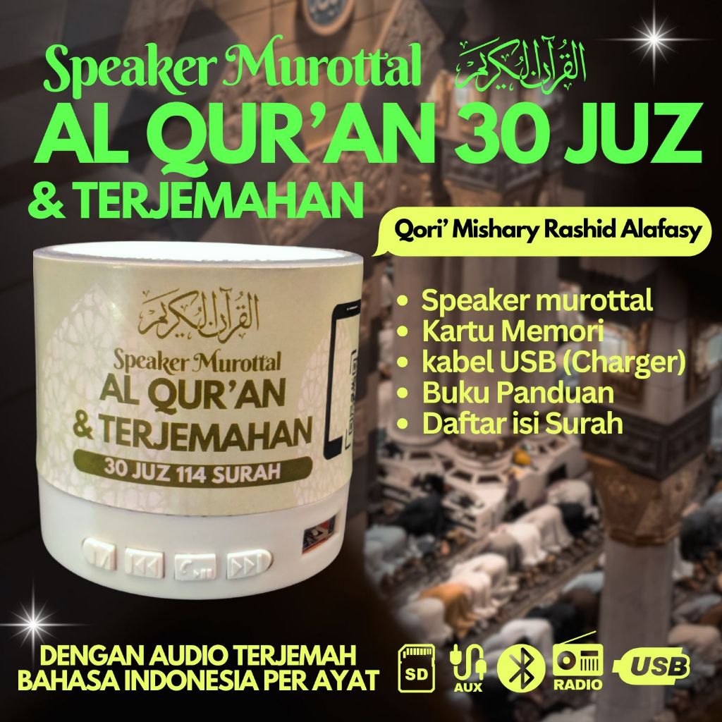 Speaker Murottal Al-Quran & Terjemahan per Ayat 30 juz 114 Surah | Spiker Alquran Led