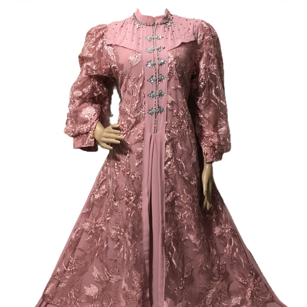 SELINA GAMIS Tille Kombinasi Ceruti/GAUN MUSLIM WANITA  Dewasa / Tile  GAMIS PESTA/PANJANG BAJU 140 