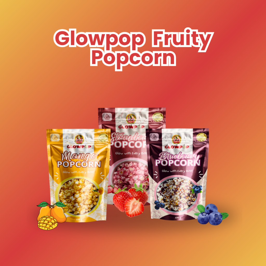 

Glowpop Fruity Popcorn - Popcorn Sehat Rasa Buat Pertama di Indonesia - Mangga Blueberry Strawberry