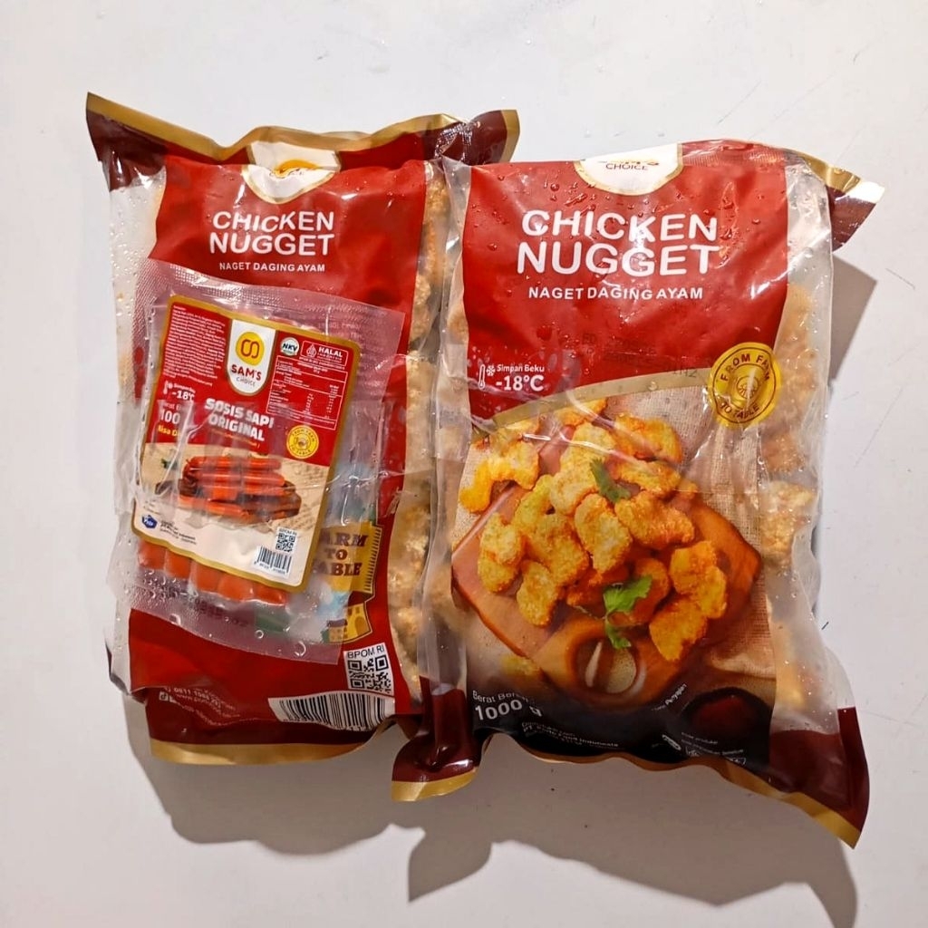 

Chicken nugget sams choice 1kg (free sosis sapi 100g)