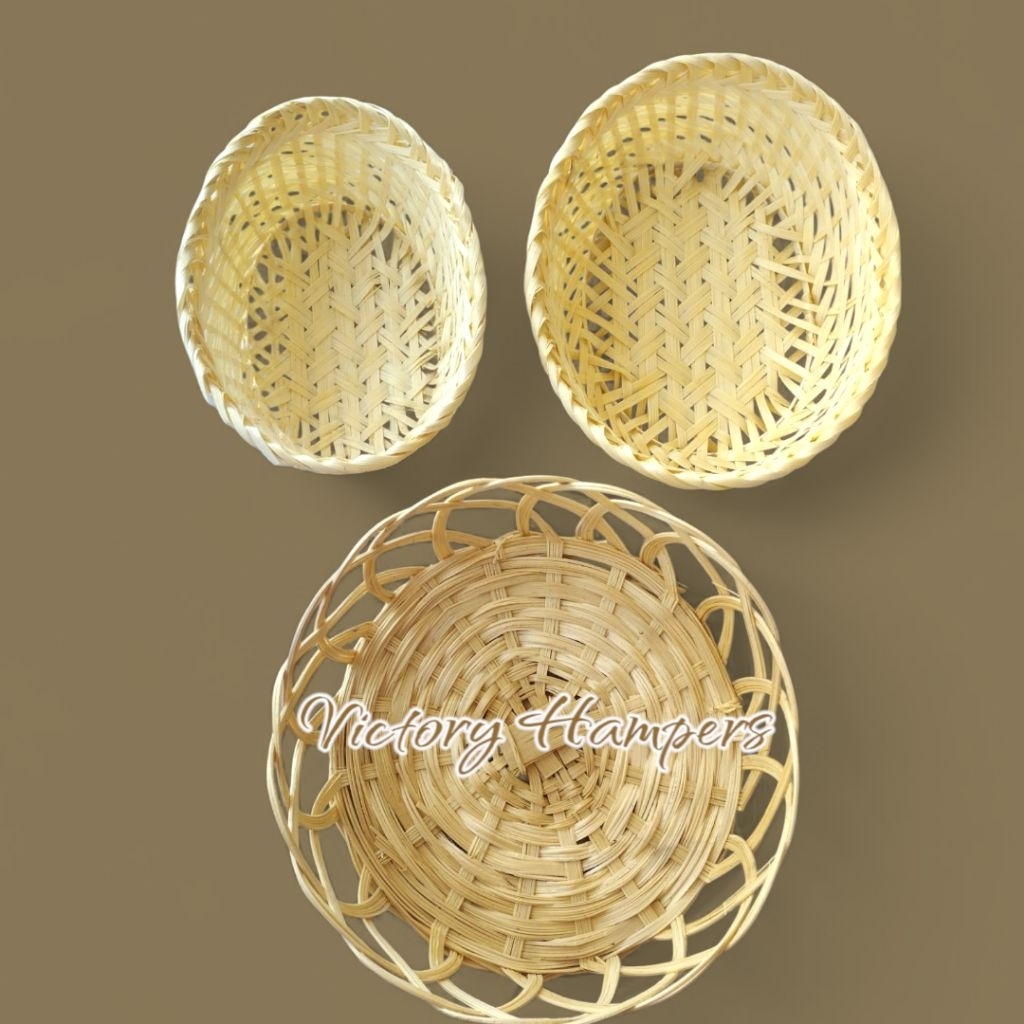 Anyaman Bambu Bentuk Oval Dan Bulat Untuk Wadah Makanan Serbaguna Wadah Buah sayur makanan minuman d