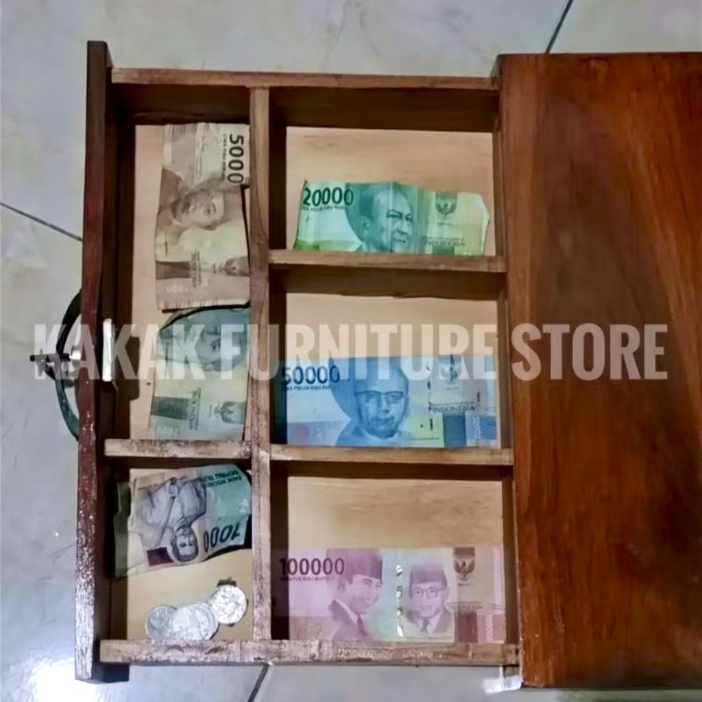LACI KASIR PORTABLE 5 SEKAT LACI KASIR KAYU JATI