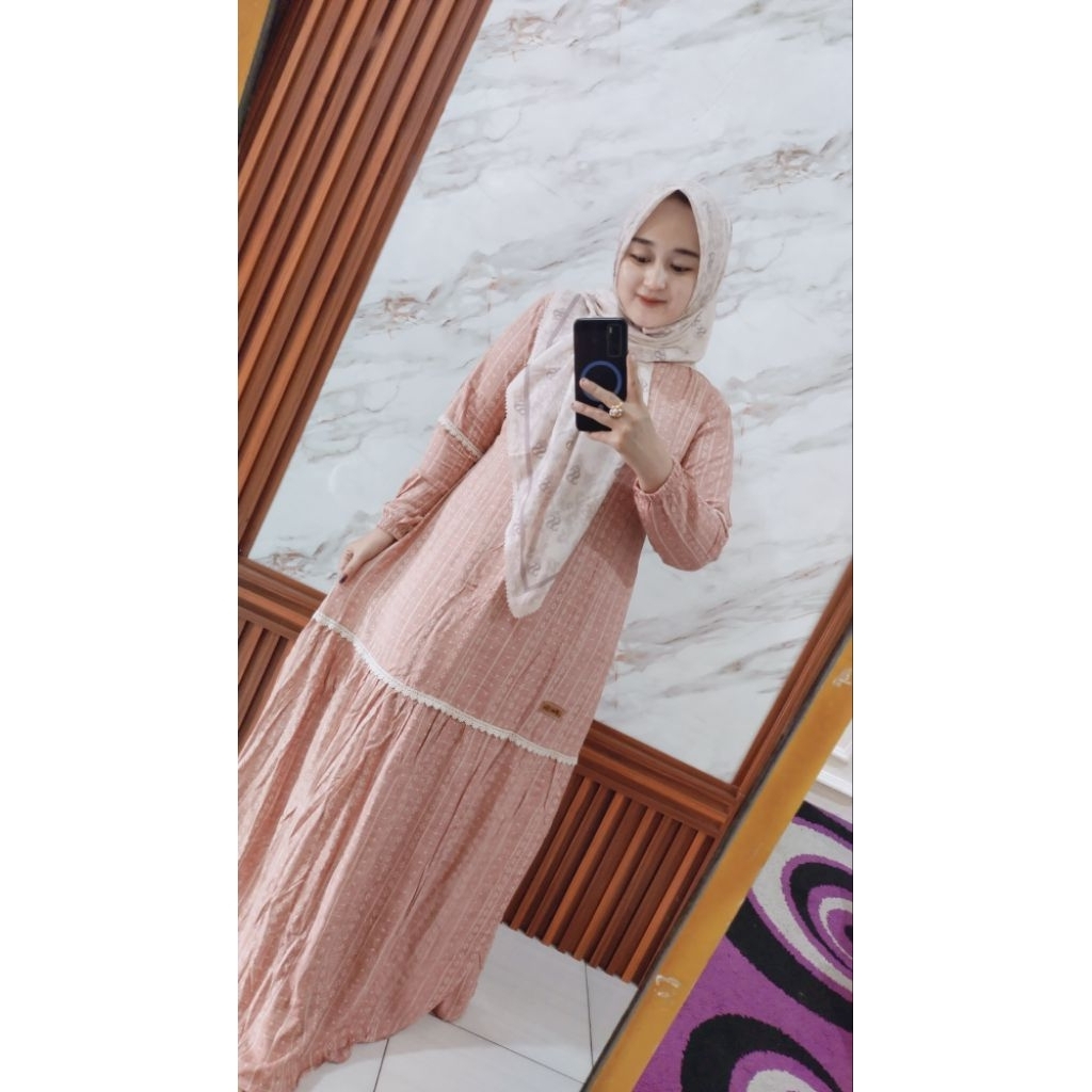 gamis rayon twill renda Salem husnia muslim wear