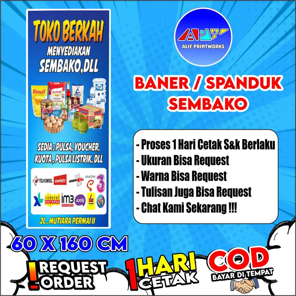 Spanduk Baner / Toko Sembako 60x160 cm