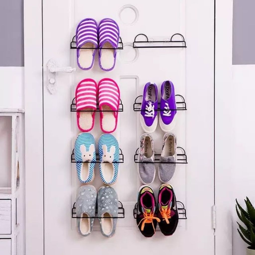 rak gantung sepatu sandal besi tempel