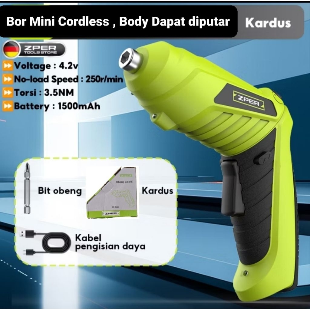 Kunci pas obeng bor listrik baterai 4.2v charge cas ces screwdriver Cordless Mesin Bor Baterai