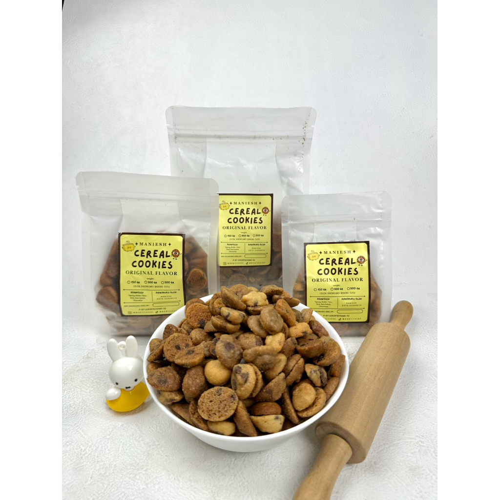 

MANIESH - CEREAL COOKIES ORIGINAL FLAVOR, RASA PREMIUM, BAHAN BERKUALITAS. CEREAL COOKIES TERENAK!!!