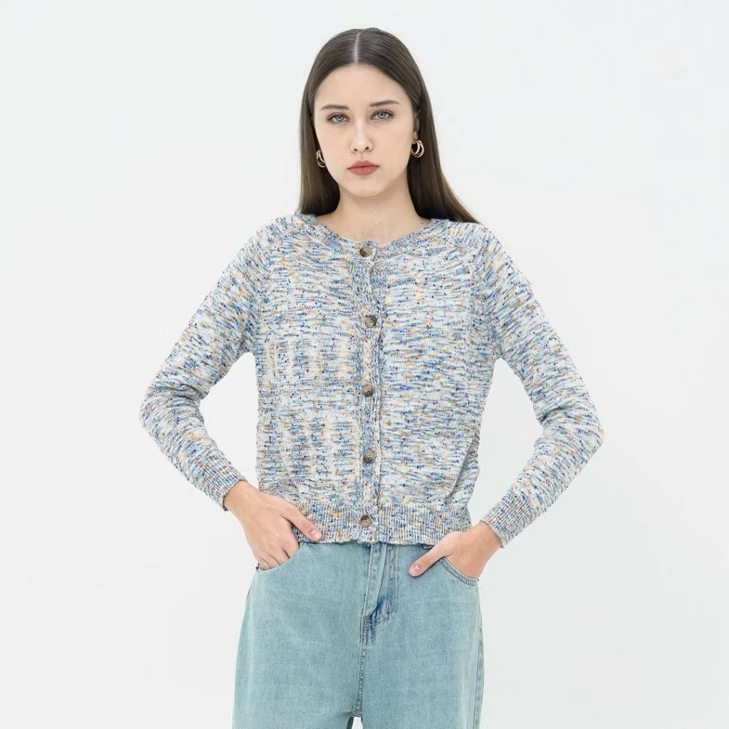 [NEW] This Is April Atasan Rajut Cardigan Wanita Lengan Panjang Trendi Belvina Top Blue