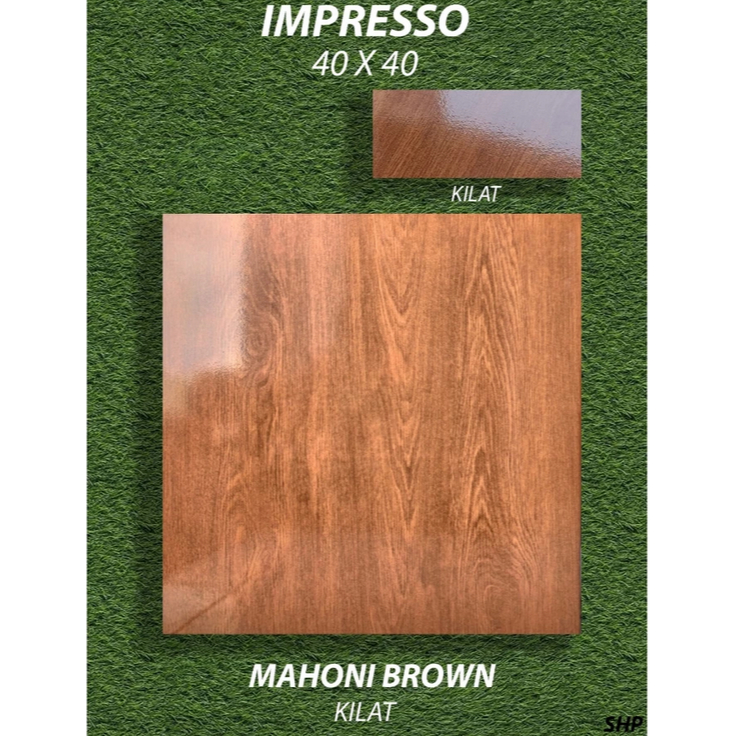 Keramik Lantai 40x40 KIA Mahoni Brown | Keramik Serat Kayu | Keramik Licin Urat Kayu | Keramik Murah