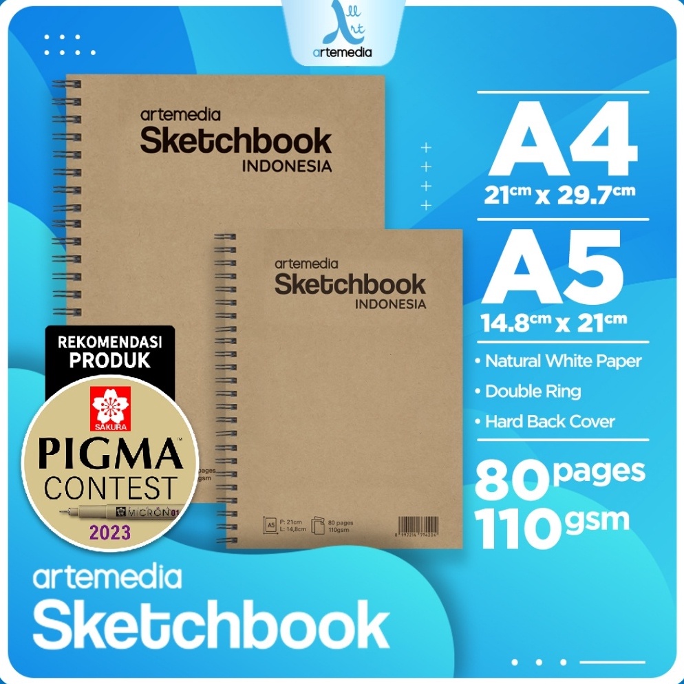 

KODE P99Q Sketchbook Artemedia A4 Craft Cover 11 Gsm Jilid Spiral Samping Buku Sketsa Gambar 4 Sheet 8 Pages