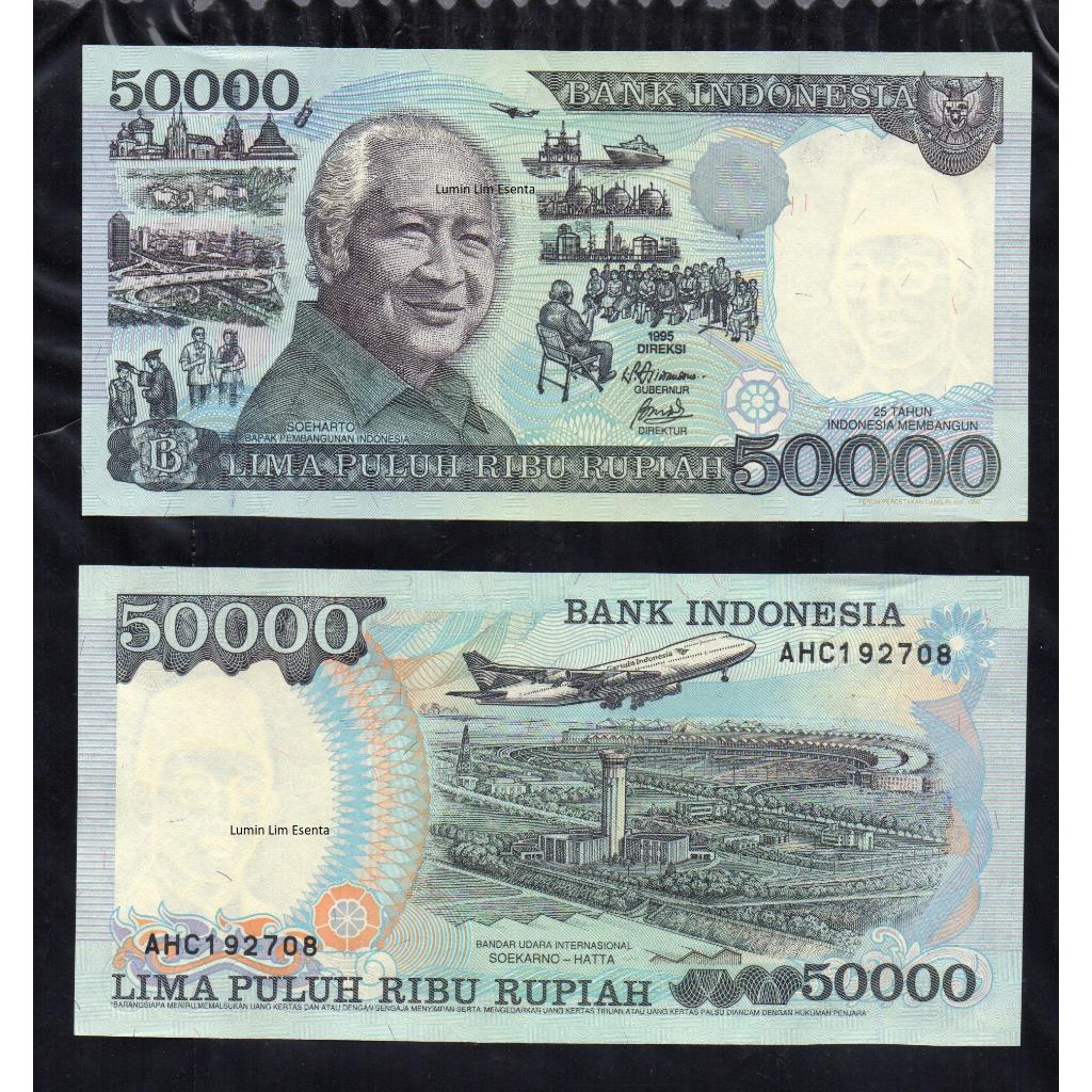 Per 1 Lembar Koleksi Lama Indonesia 50000 Rupiah Tahun 1995 UNC Asli Ready Mulus Gress