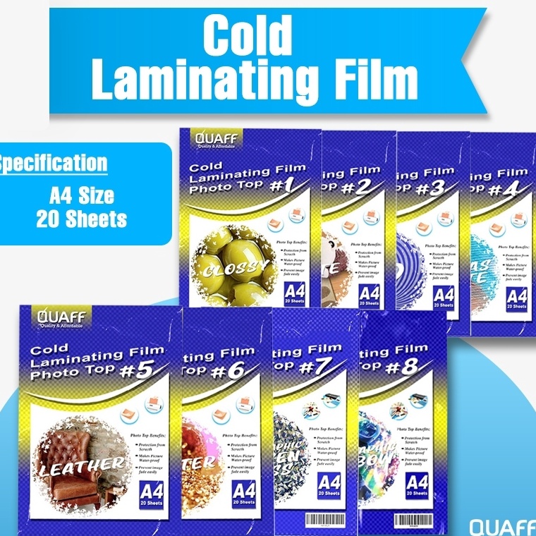 

KODE B72Q Plastik Laminasi Dingin ukuran A4 8micron 2 lembarPhoto Top Cold Laminating Film
