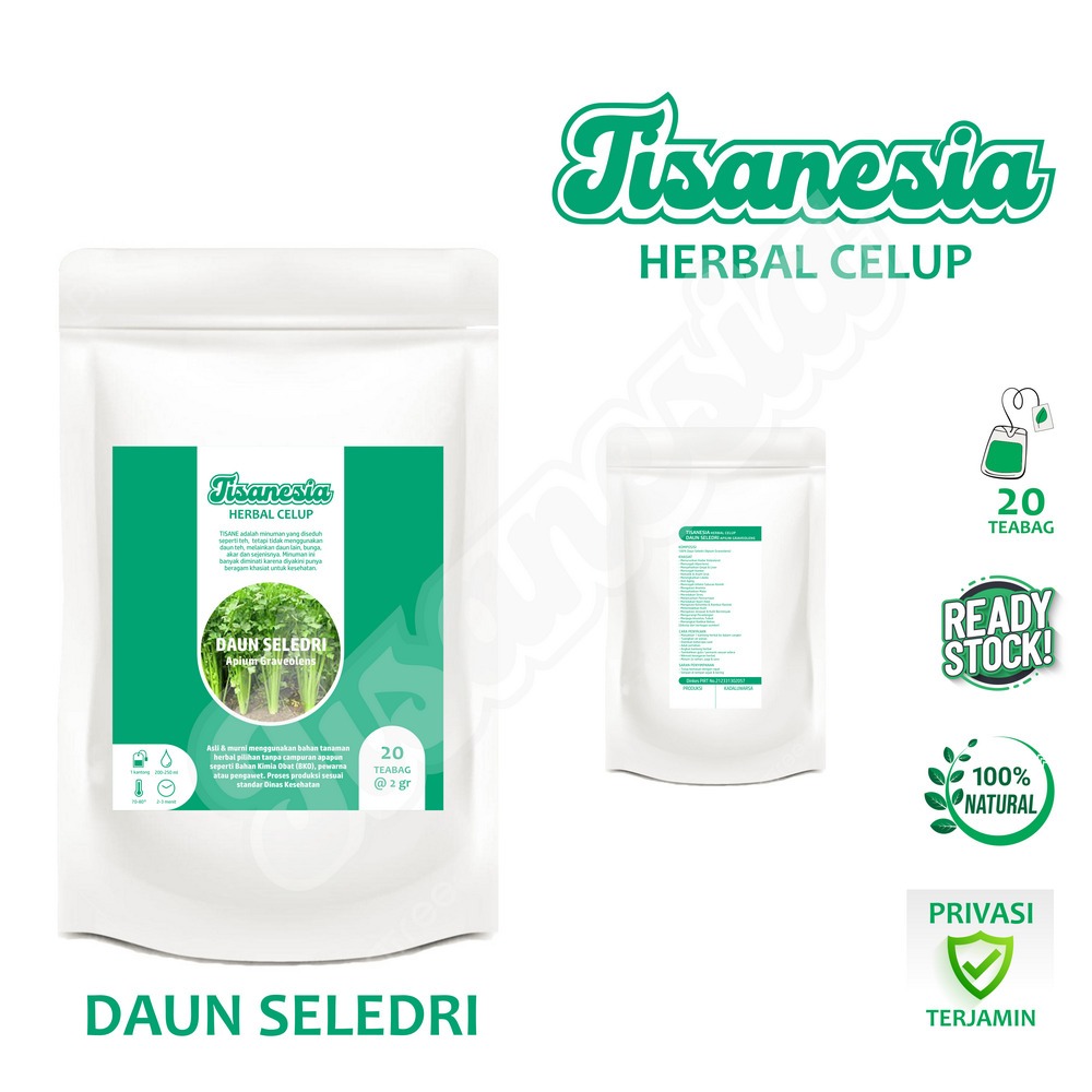 

DAUN SELEDRI TISANESIA Herbal Celup 20 Teabag Mengatasi Rematik Asam Urat Libido Bronkitis Stress