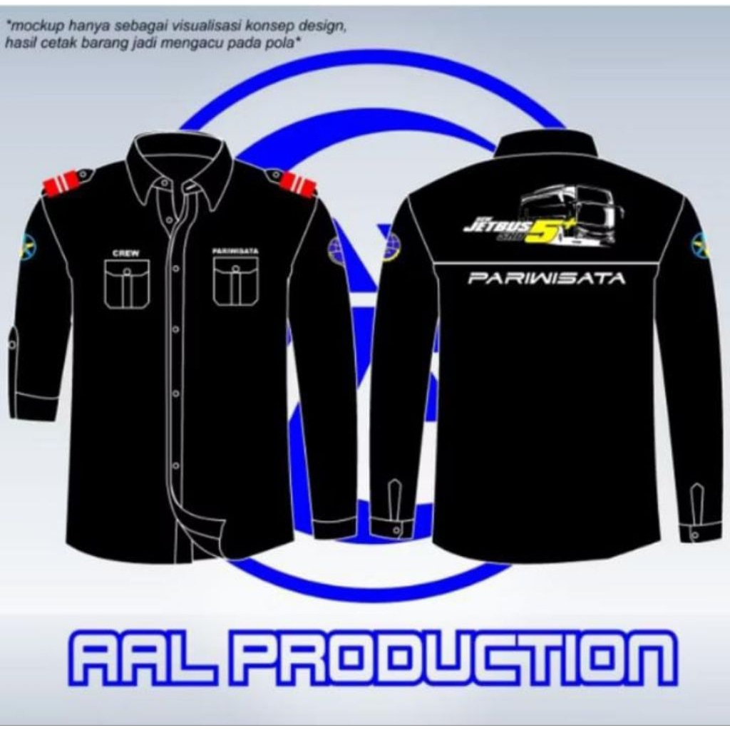 KEMEJA JETBUS 5+ PARIWISATA LENGAN PANJANG KEMEJA BORDIR LENGAN PANJANG