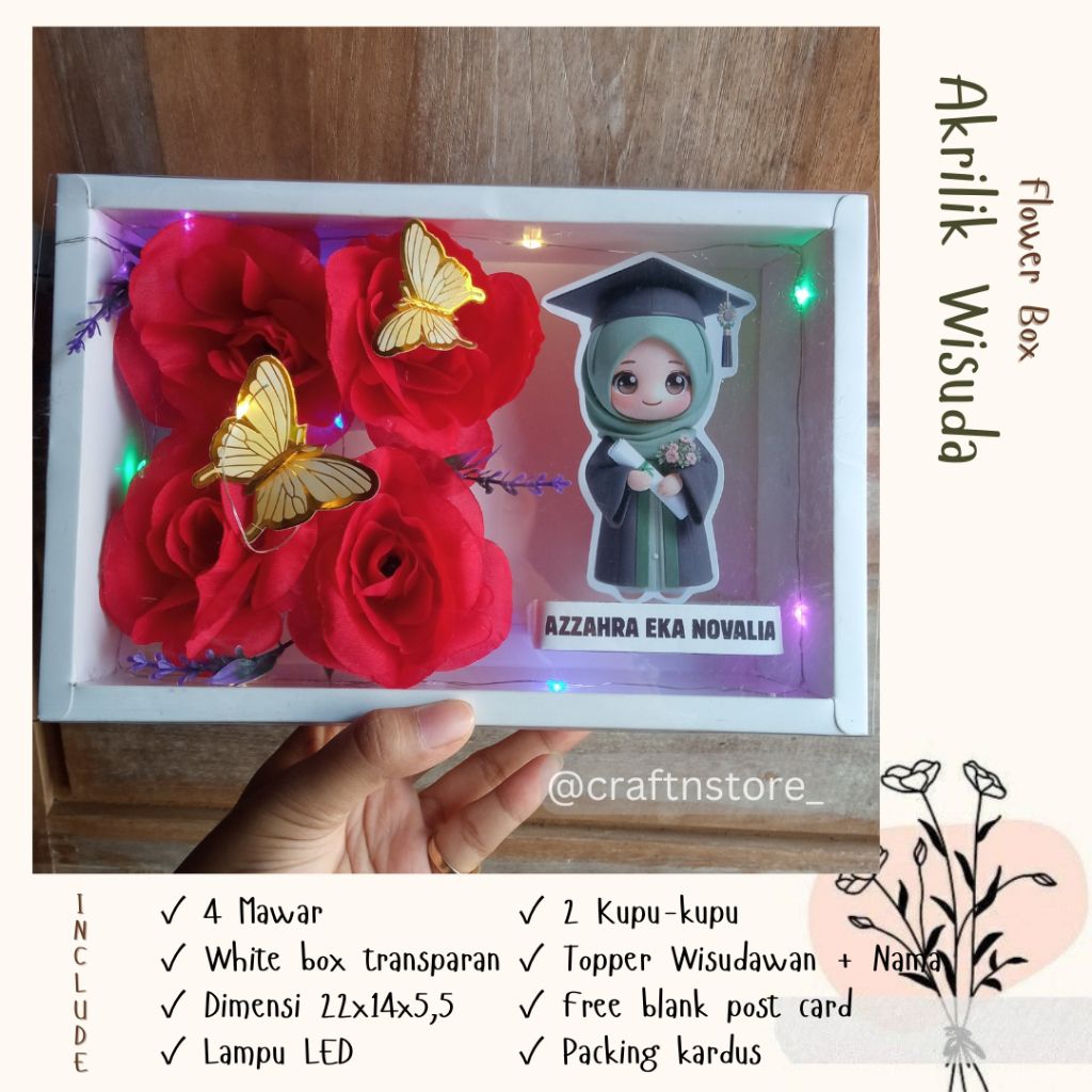

KADO WISUDA FLOWRR BOX | AKRILIK WISUDA GLOW IN THE DARK | FLOWER BOX GLOW IN THE DARK HADIAH WISUDA