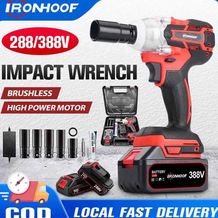KODE O88Q IRONHOOF 288V Impact Wrench Brusheless Impact Baterai 42Nm Bor Baterai Mesin Bor Untuk Bau