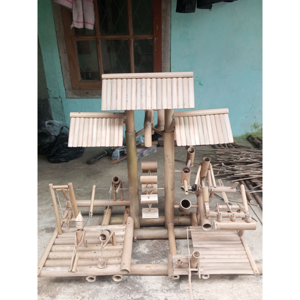 kincir air bambu/hiasan kolam ikan