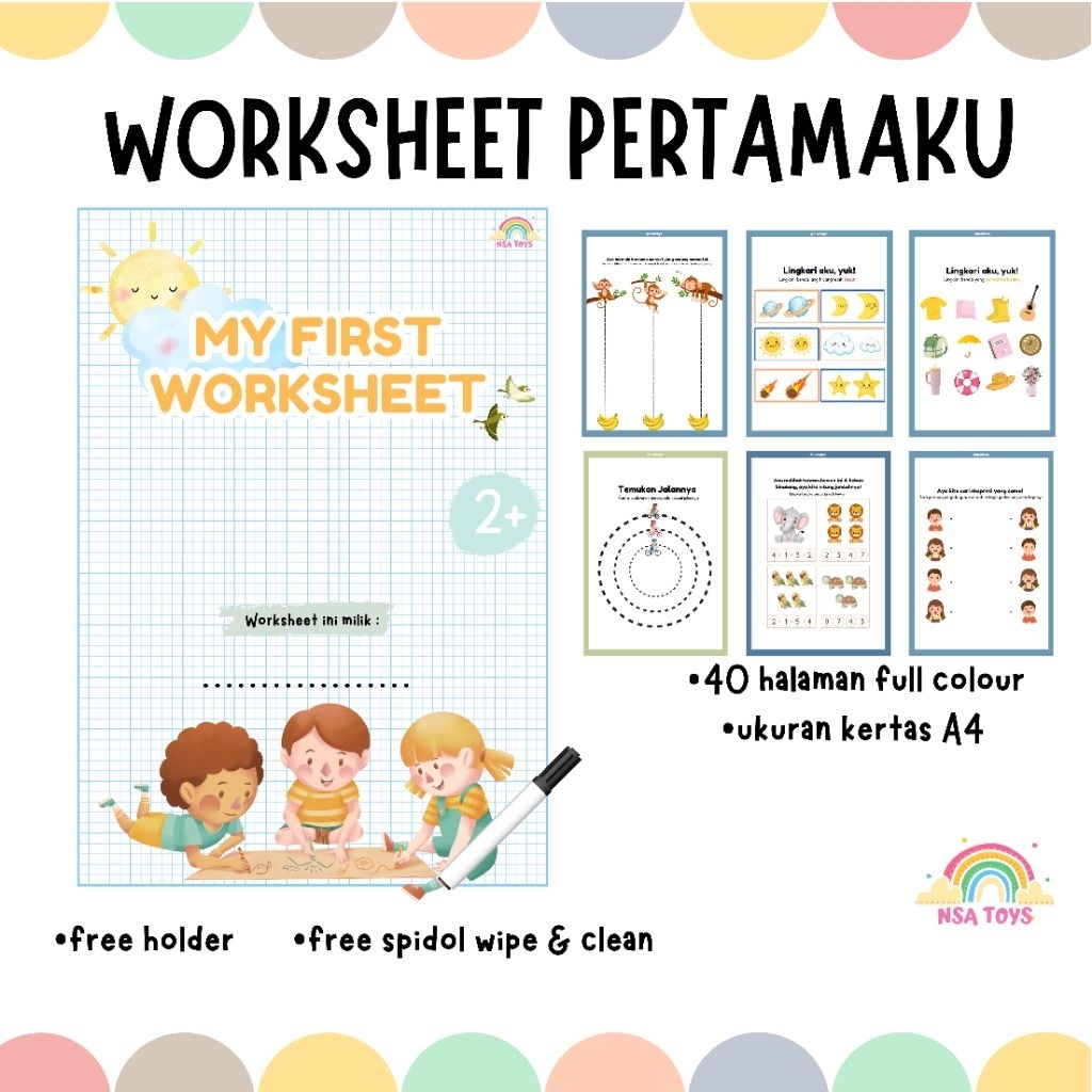 Worksheet Pertamaku Untuk Anak 2 Tahun 40 Halaman Lembar Kerja Anak