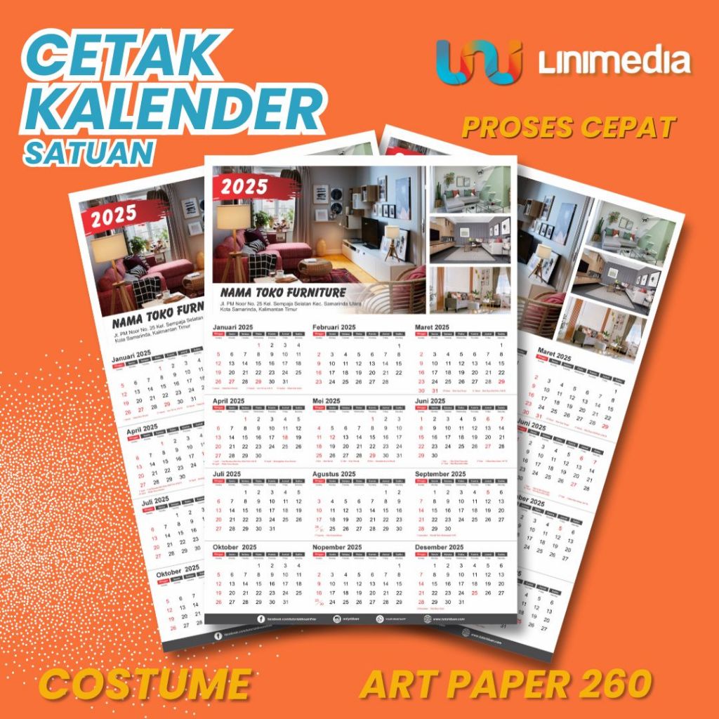 

Cetak Kalender Dinding Satuan Costume Ukuran A3+