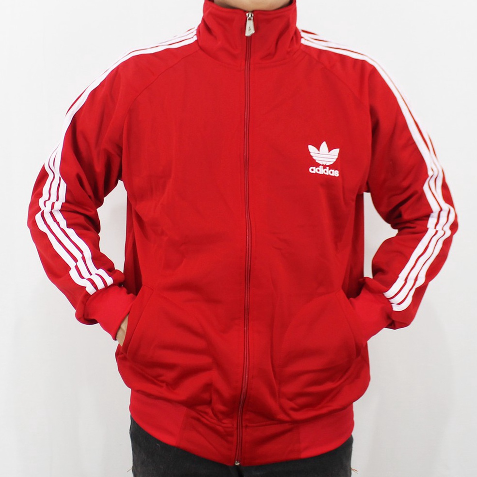 JAKET ADIDAS FIREBIRD MERAH LIST PUTIH SIZE M L XL XXL XXXL  JAKET OLAH RAGA  SWEATER PRIA  TRAINING