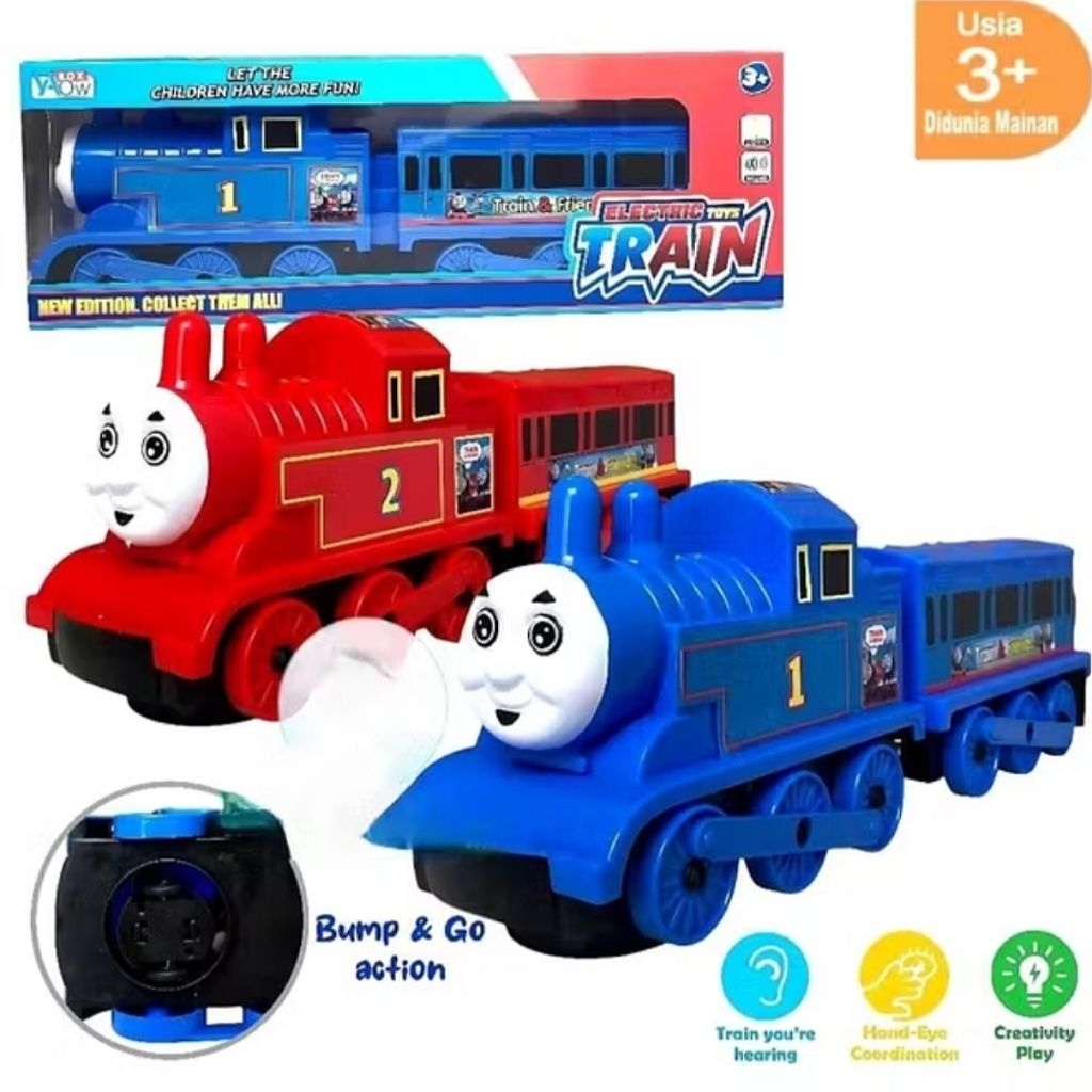 MAINAN KERETA REL - KERETA THOMAS (MUSIK&LAMPU) PAKAI BATERAI