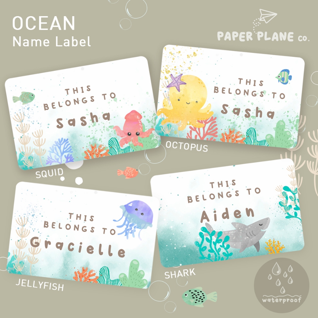 

Sticker Label Nama Anak Tema "Ocean" Tahan Air Anti Luntur Custom Nama