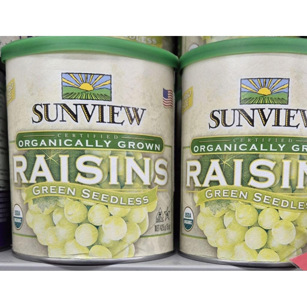 

Kismis Hijau Organik Tanpa Biji SUNVIEW Organically Grown Raisins Green Seedless 425g - HK.