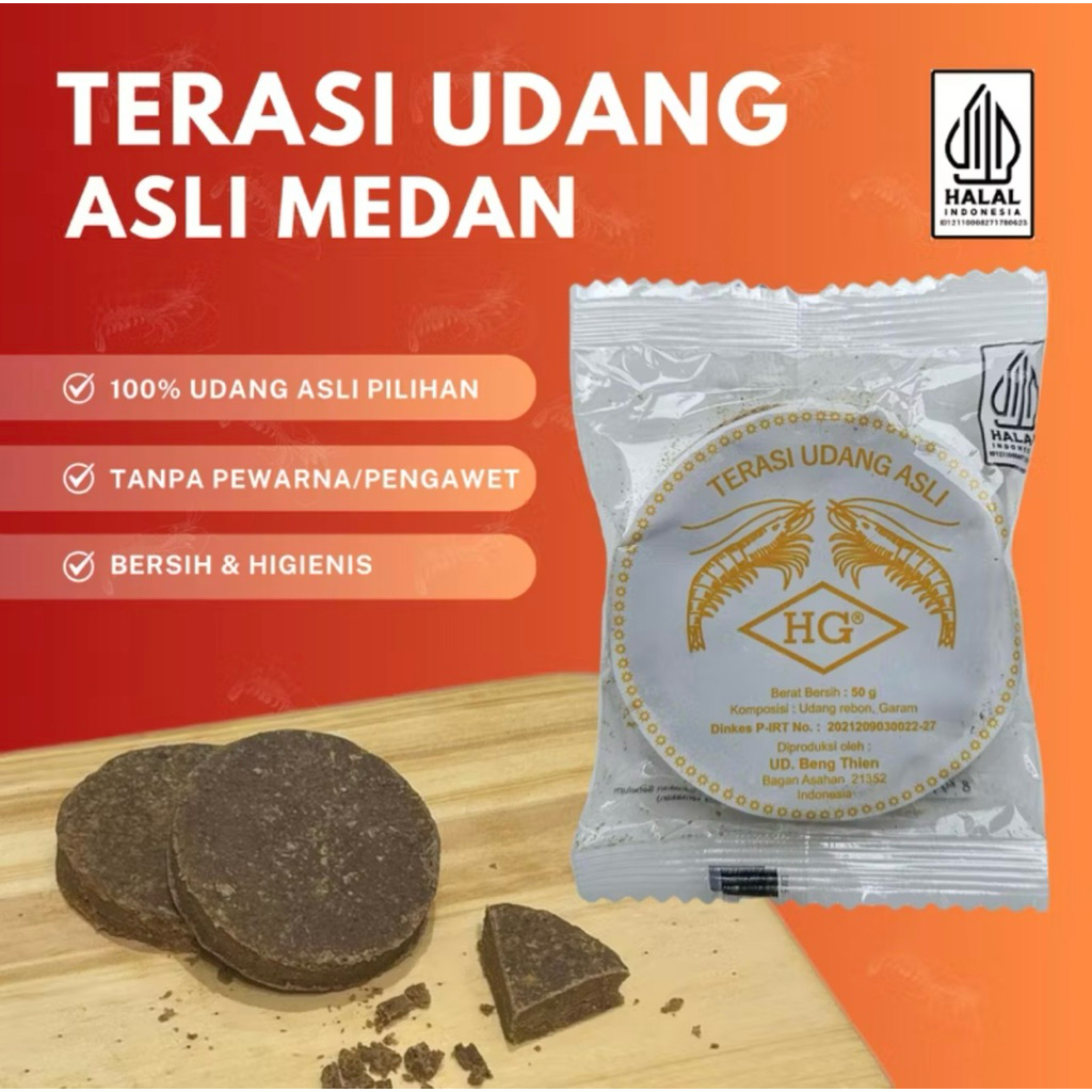 

[1 KOTAK ISI 100 BGKS] TERASI UDANG ASLI HG 50 Gr - HALAL 100% - BELACAN ASLI MEDAN
