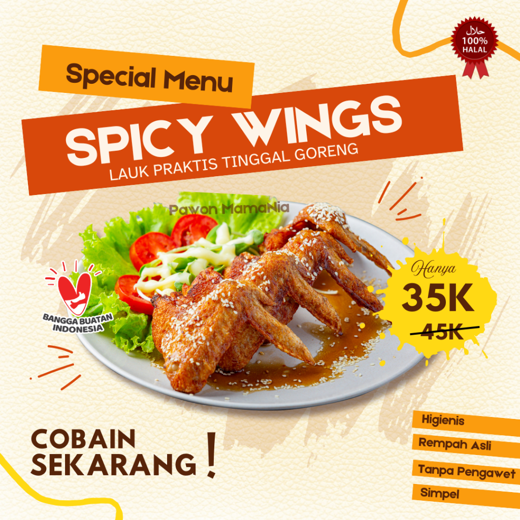 

KIRIM INSTAN Spicy Wings Frozen - Stok Lauk & Cemilan Praktis! - Solusi Lapar Tengah Malam!