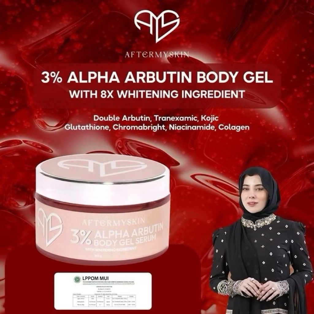 (READY‼️) AFTERSKIN - Aftermyskin HB Merah 3% Alpha Arbutin Body Gel Serum Original BPOM