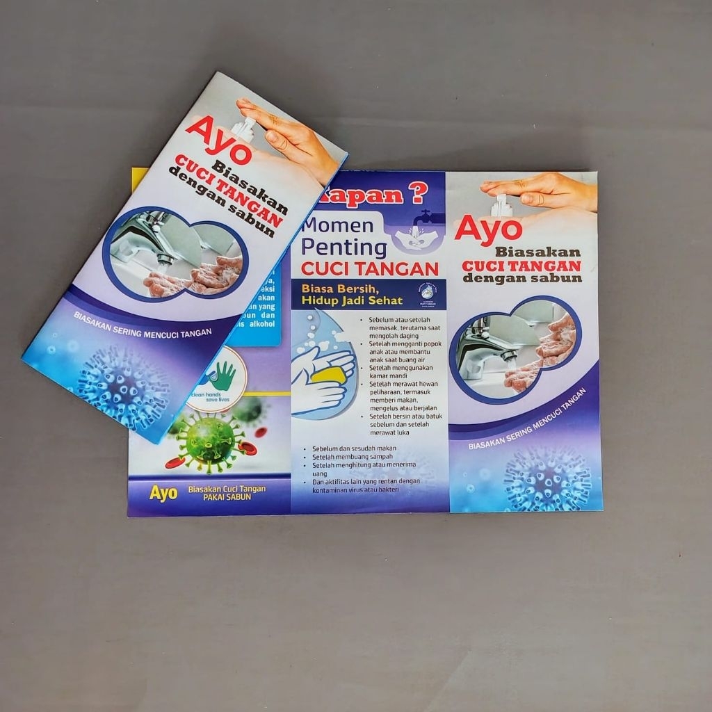 Leaflet / Brosur Cuci Tangan, Leaflet Biasakan Mencuci Tangan , Leaflet Kesehatan, Media Promkes