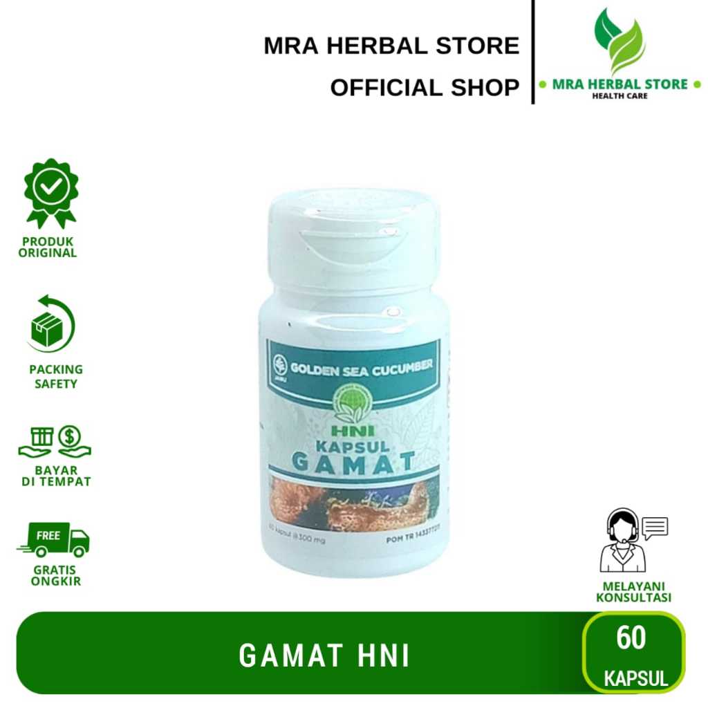 Gamat Golden Sea Cucumber | Gamat Emas Ekstrak Teripang Laut | Gamat HNI 60 Kapsul