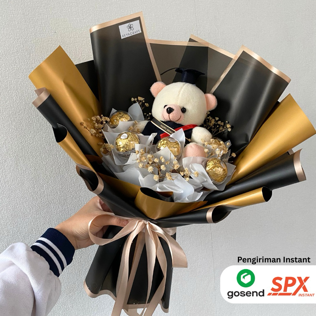 

Ssl09 REYACRAFT Buket Coklat Ferrero Rocher Buket Wisuda Buket Boneka Coklat Ferero Rocher Buket