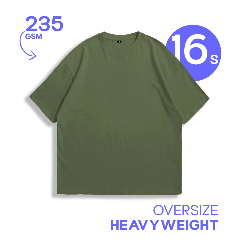 Underwaterclub Tshirt 16s Oversize Heavyweight kaos basic unisex - ARMY GREEN