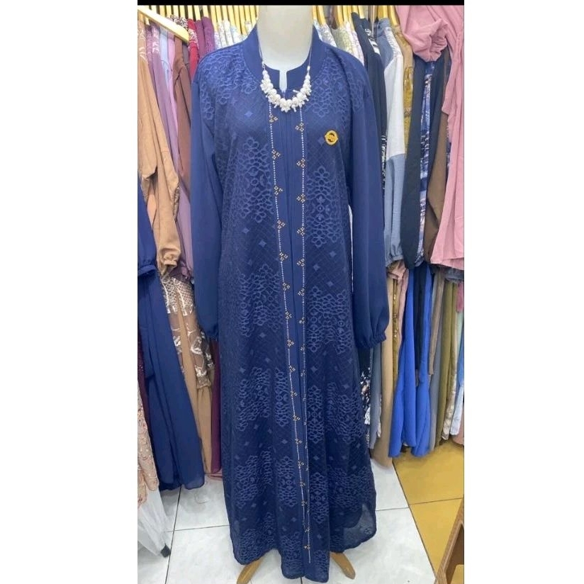 Gamis brokat syar’i Gamis brokat kombinasi polos Gamis pesta brokat Gamis bordir modern Gamis brukat
